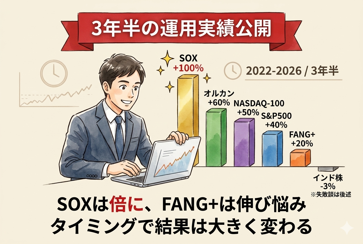 NISAで3年半運用した5銘柄の実績とリターン率