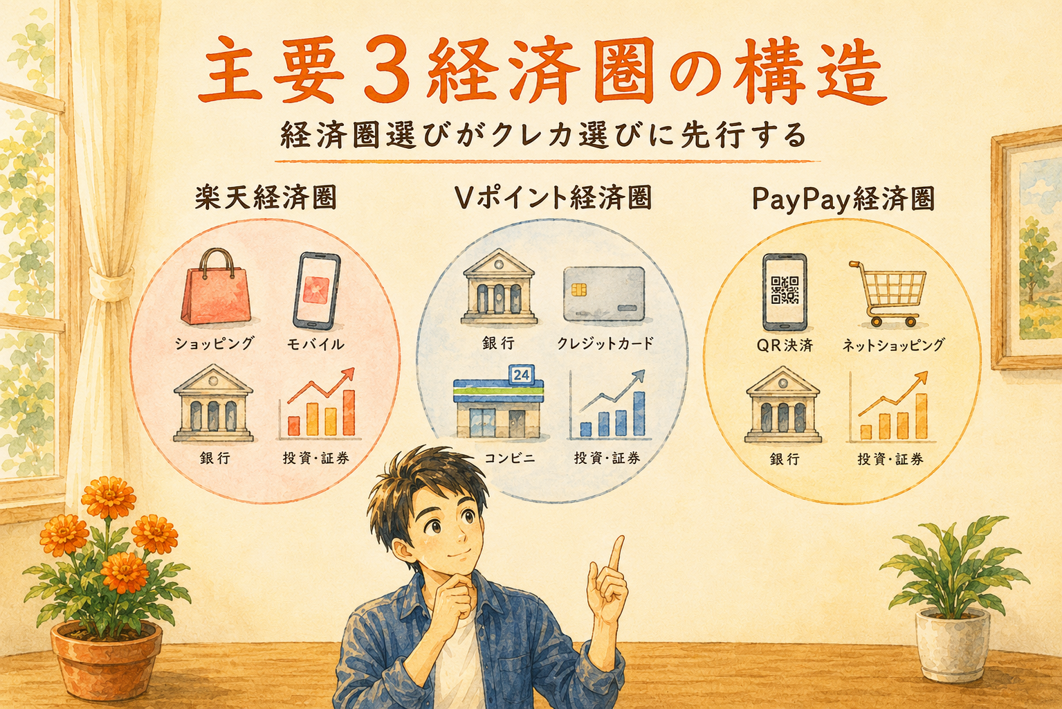 主要3経済圏(楽天・Vポイント・PayPay)の構造比較