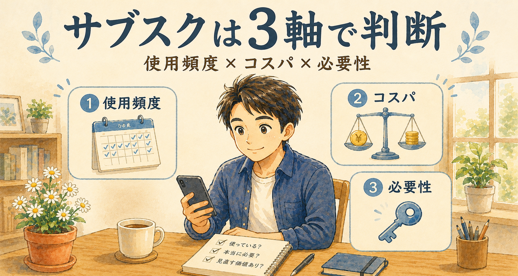 サブスクは3軸で判断|使用頻度×コスパ×必要性
