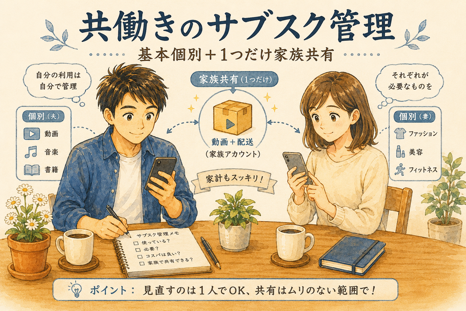 共働き家庭のサブスク管理