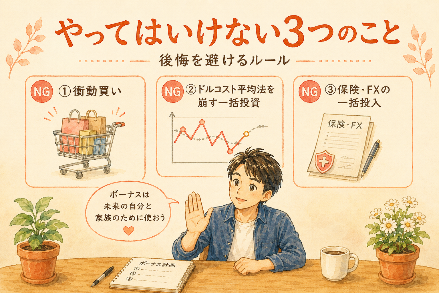 ボーナスでやってはいけない3つのこと