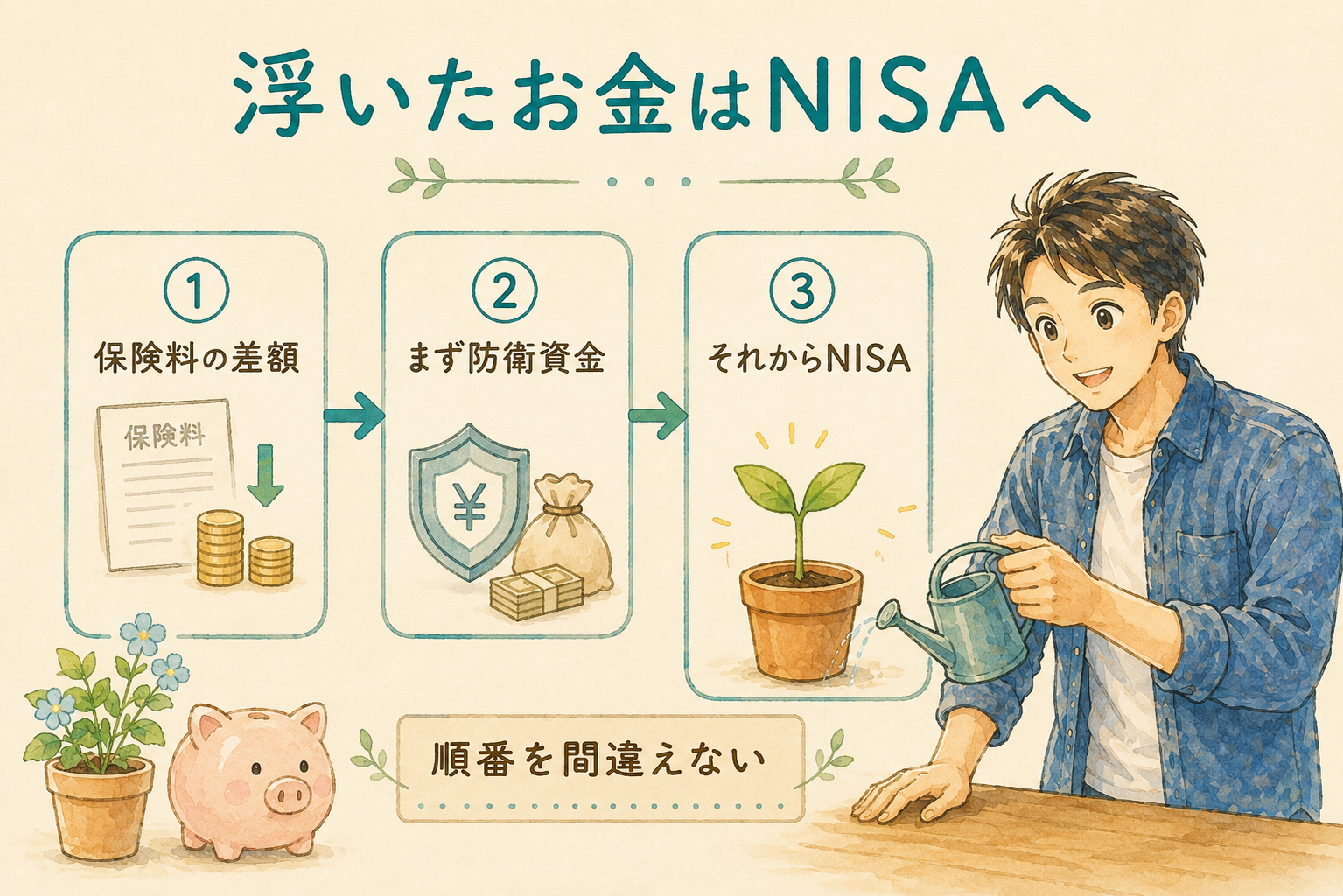 保険料の差額を新NISAへ|まず生活防衛資金、それから投資
