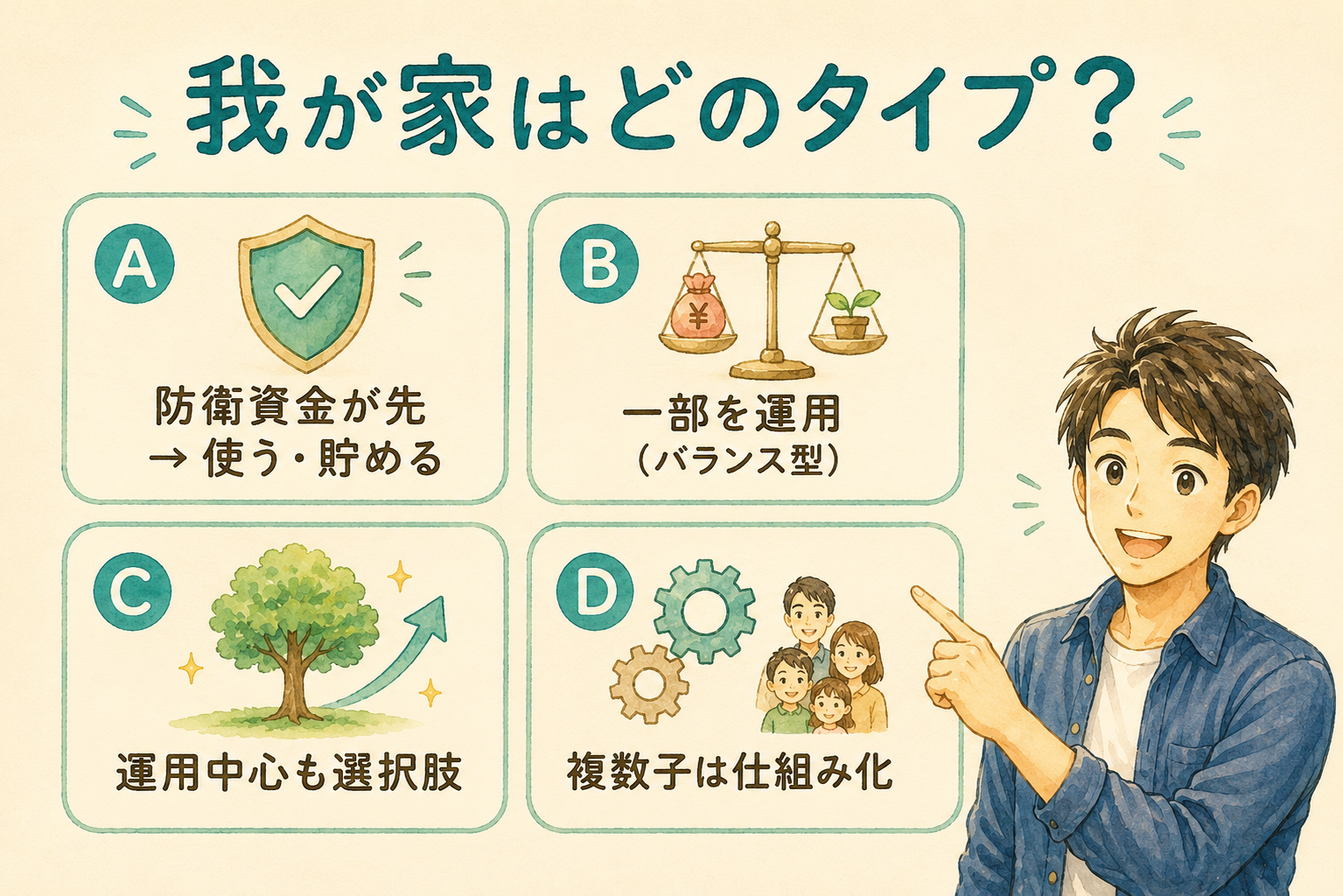 家庭タイプ別の使い方マトリクス