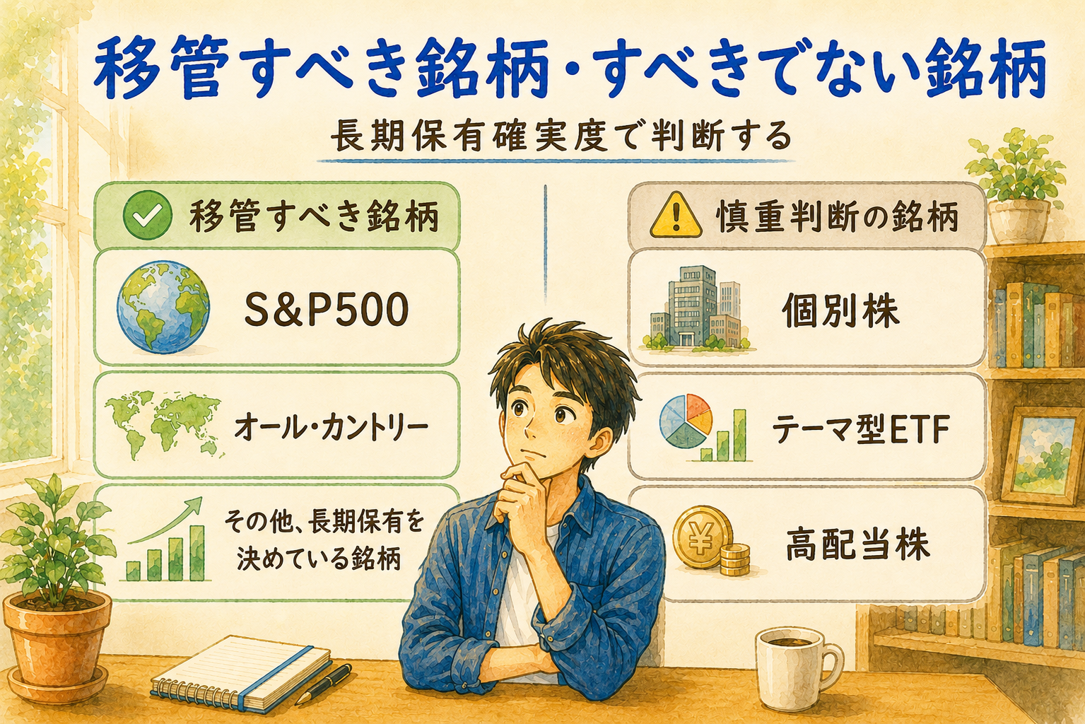 移管すべき銘柄・すべきでない銘柄|長期保有確実度で判断する