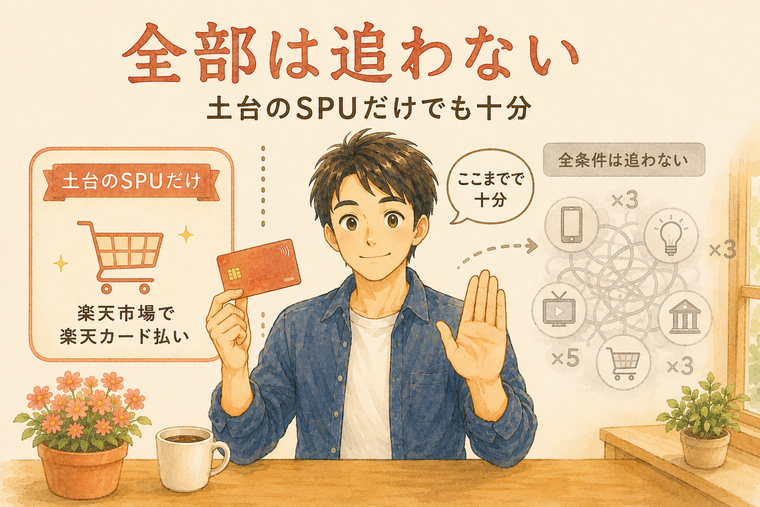 土台のSPUだけで十分、全条件は追わないという距離感を示す図解
