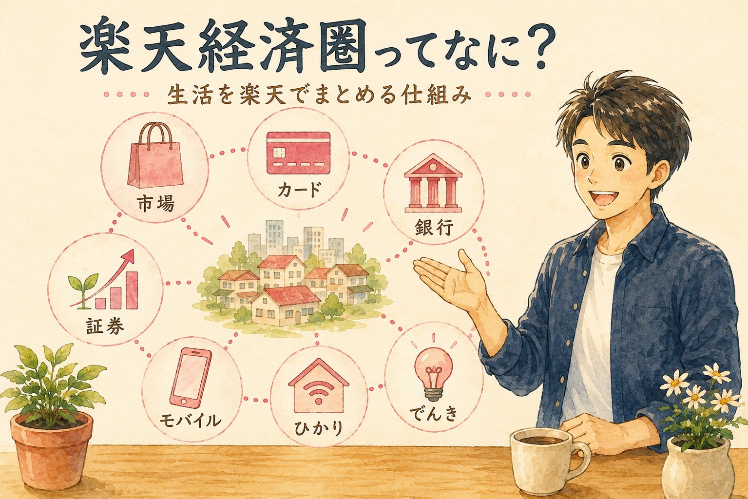 楽天経済圏の全体像を説明するイラスト