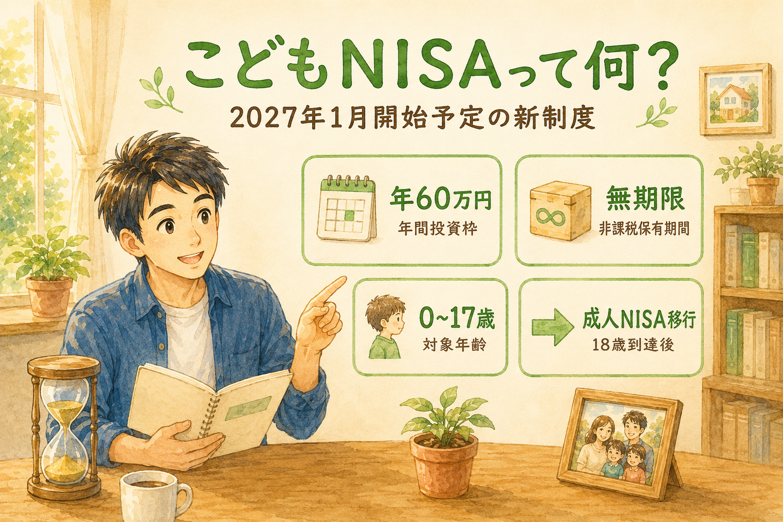 こどもNISAの制度概要 年60万円・無期限・0〜17歳
