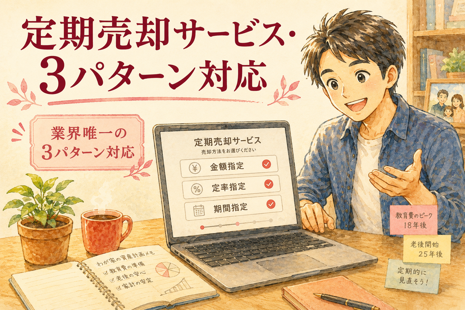 定期売却サービスの3パターン対応イメージ