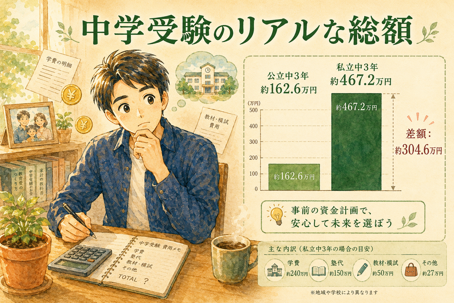 中学受験のリアルな総額比較