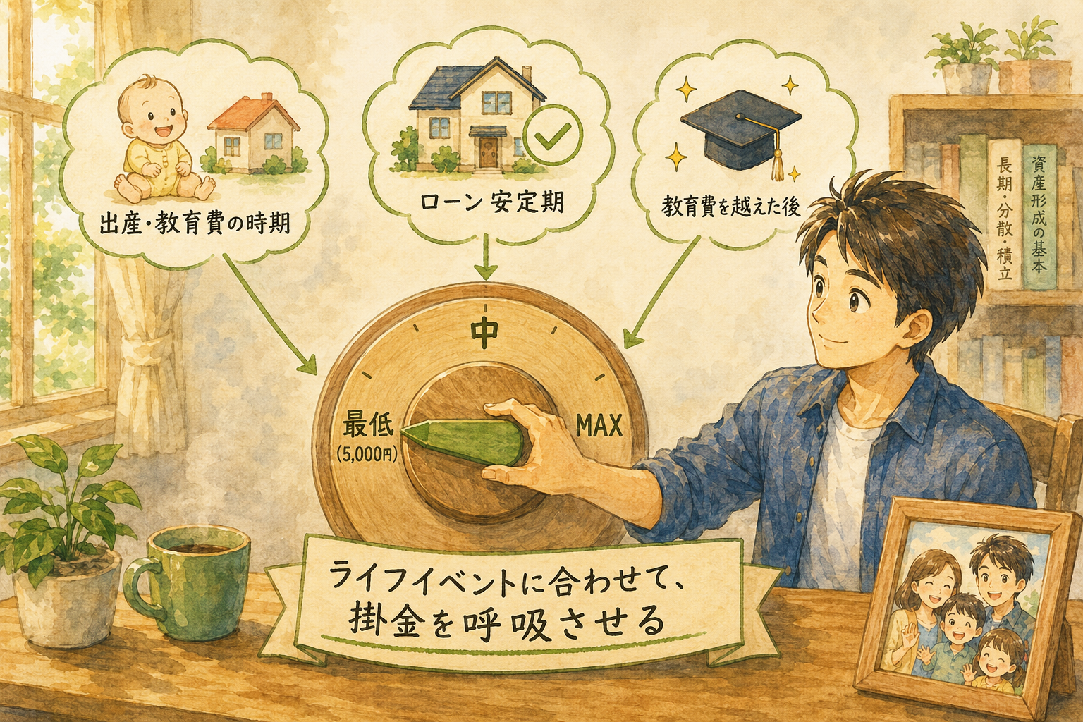 掛金ボリュームを調整するパパ