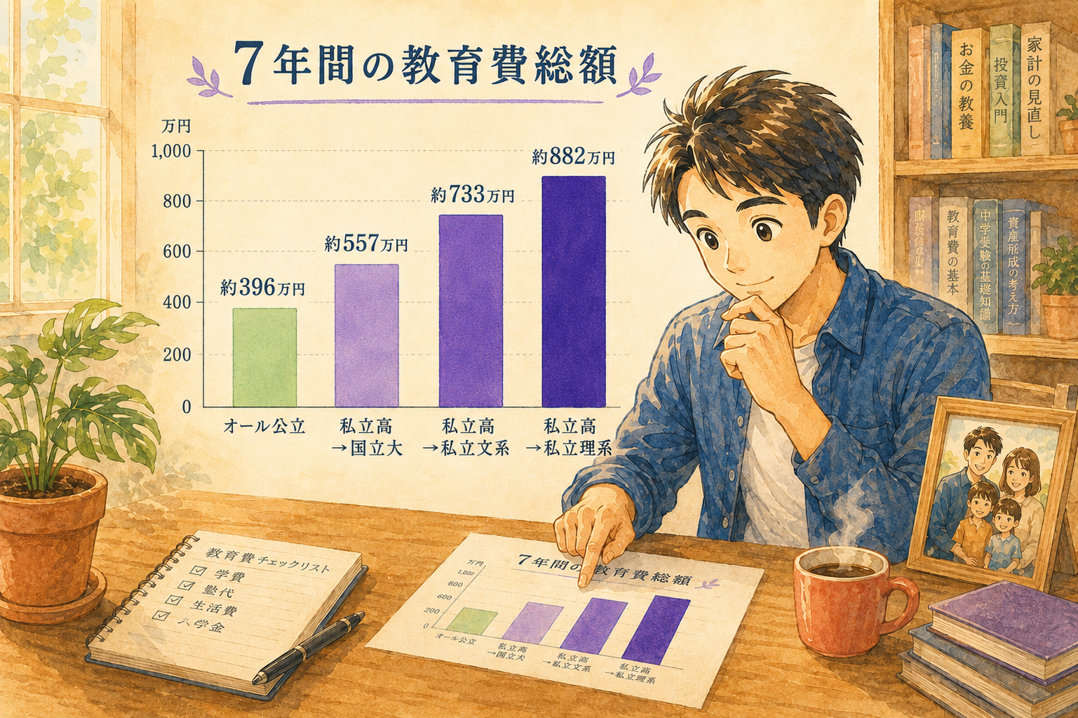 高校大学費用4コース総額シミュレーション