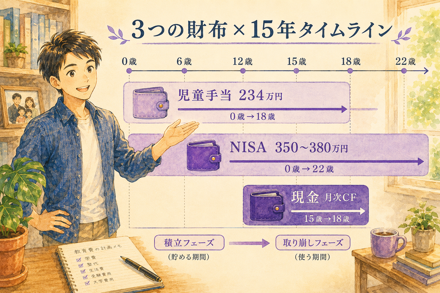 3つの財布×15年タイムライン