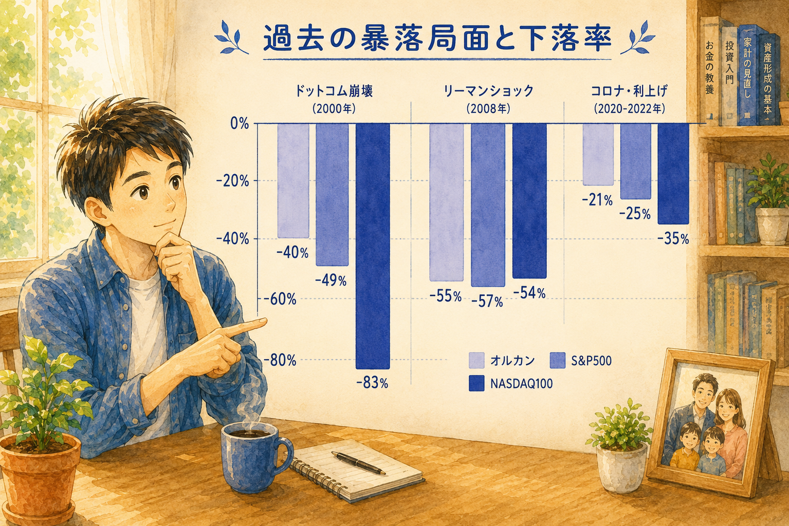3指数の過去ドローダウン局面 比較