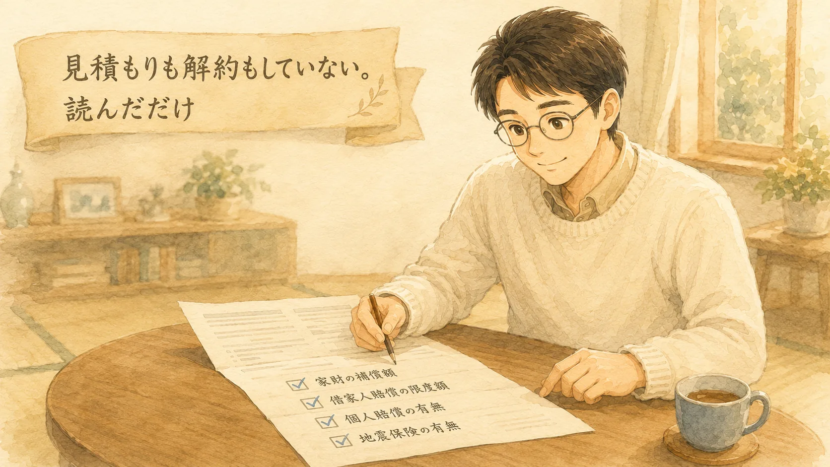 保険証券の4項目を確認している様子